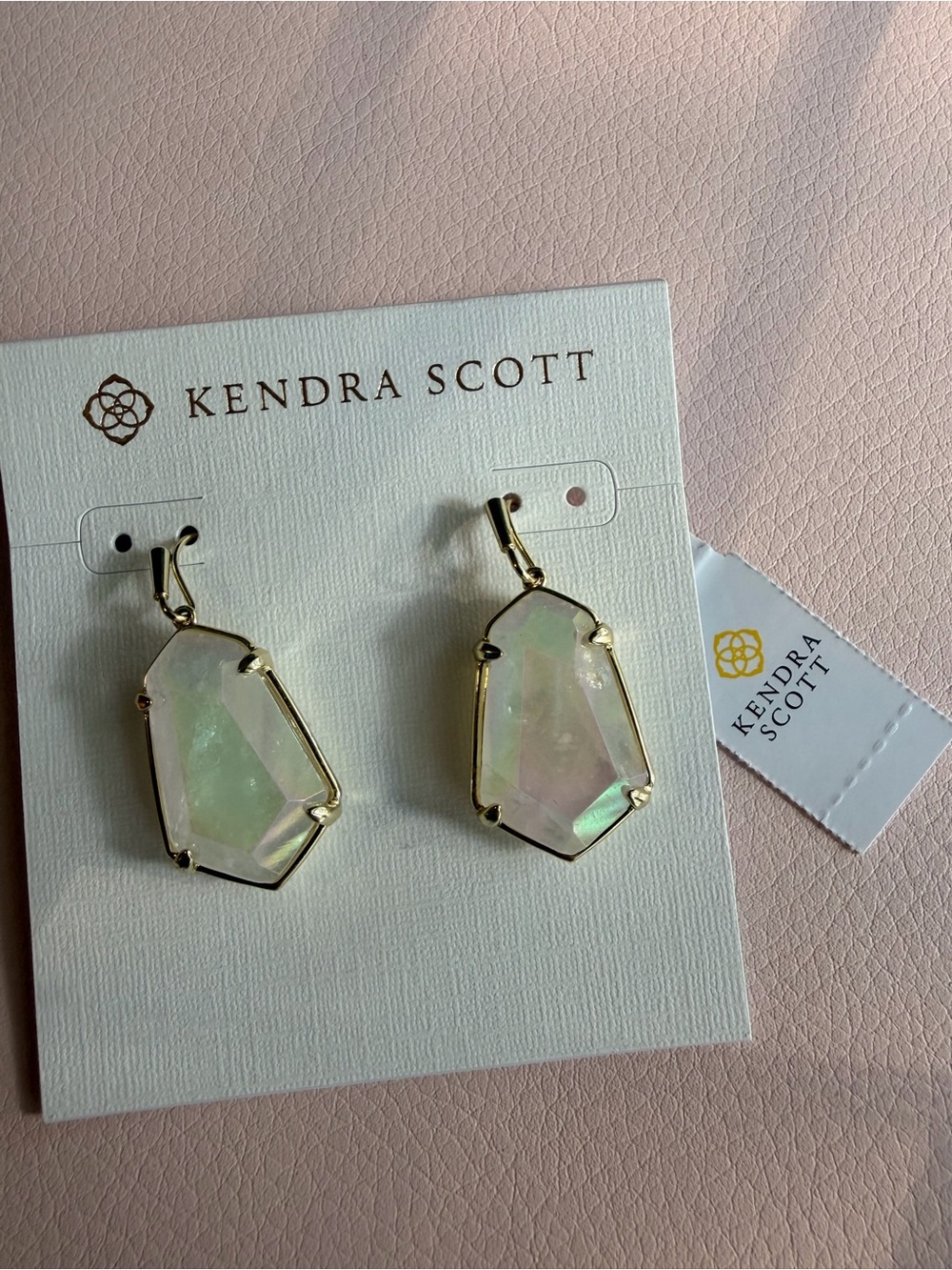 NWT Kendra Scott Alexandria Drop Earring in Gold with Iridescent Rock Crystal